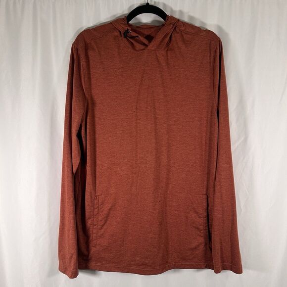 01.algo Performance Hoodie Men's Large Orange Heathered Long Sleeve Pullover - Picture 1 of 9